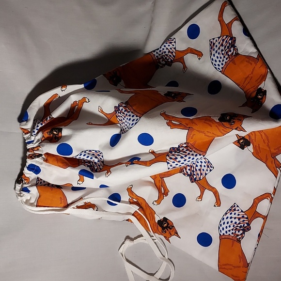 Hand Made Boxer Dog Wearing Boxers  Shorts Draw String Cloth Bag - Picture 4 of 9